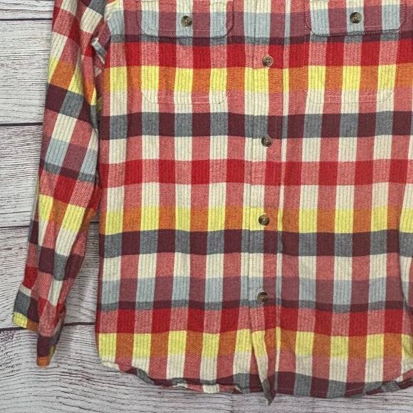Tea Collection Long Sleeve Button Down Multi Colored Flannel Shirt Size 12 - Picture 9 of 10